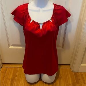 White House Black Market Stretch Silk Red Blouse